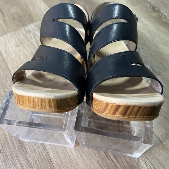 Dansko Ashlee Sandal Women Sz 40 EU 9-9.5 US Black Olive Burnished Calf Leather - Picture 8 of 13